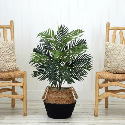 3' Artificial Areca Palm Tree with  Handmade Jute & Cotton Basket DIY KIT