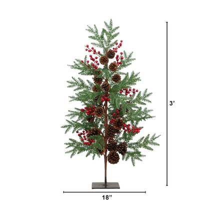 36” Pine & Berry Christmas Tree