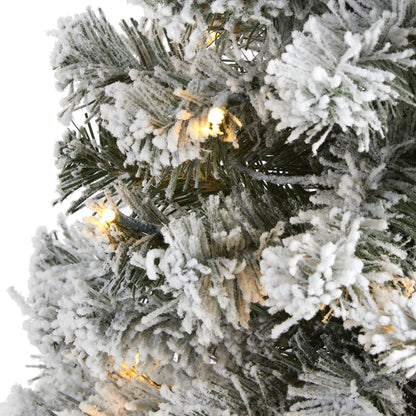 3' Flocked West Virginia Fir Artificial Christmas Tree with 50 Clear LED Lights