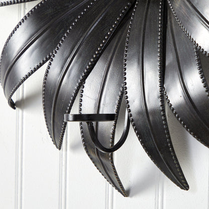 30” x 30” Brushed Metal Daisy Flower Sconce Candle Holder Wall Art Decor