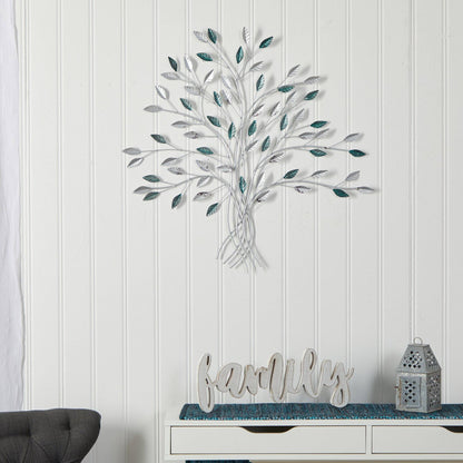30” x 30” Hand-Painted Metal Tree of Life Wall Art Decor