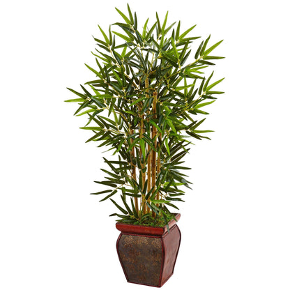 3.5’ Bamboo Tree in Wooden Decorative Planter