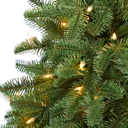 3.5’ South Carolina Spruce Artificial Christmas Tree with 100 White Warm Light and 458 Bendable Branches in Red Planter
