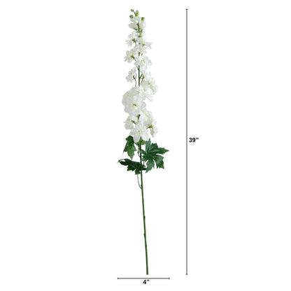 39" Artificial Delphinium Flower Stems- Set of 3