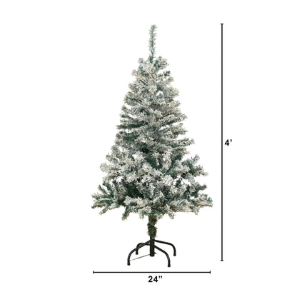 4' Flocked Rock Springs Spruce Artificial Christmas Tree with 100 Clear LED Lights