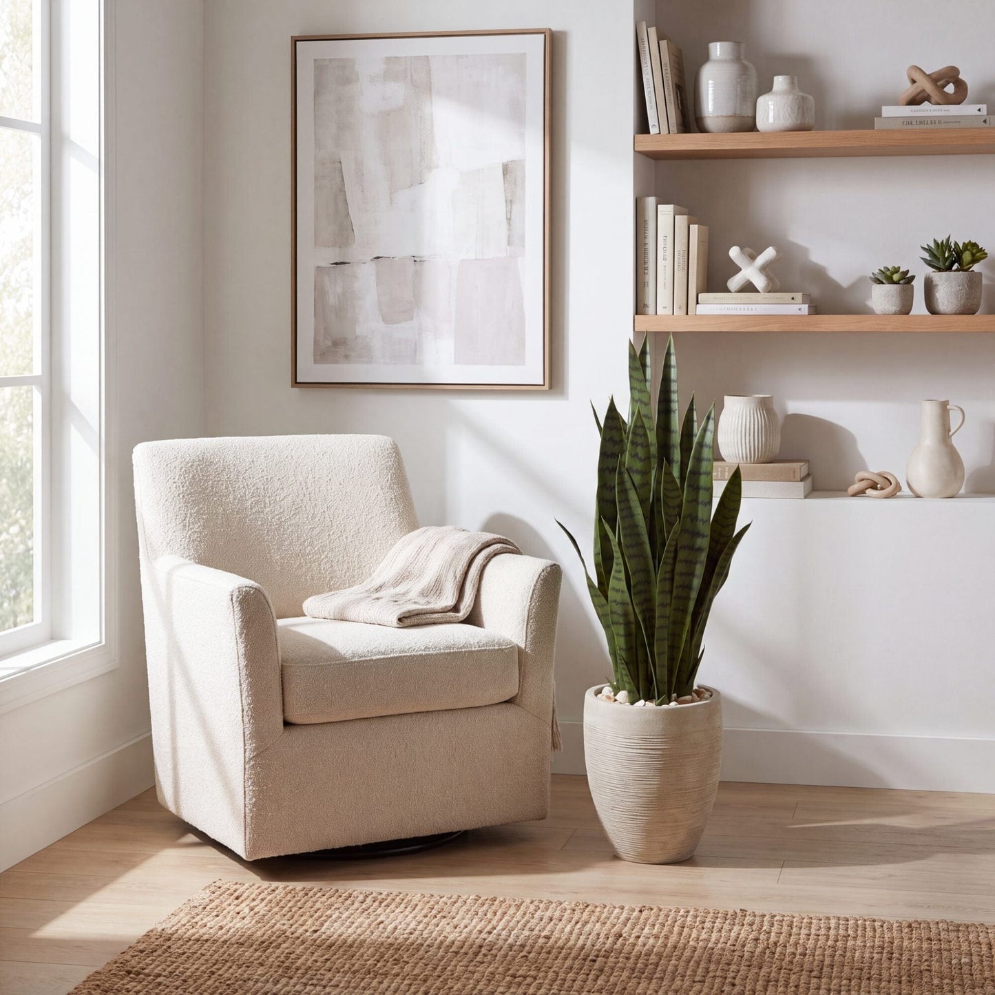 40” Artificial Sansevieria in Sand Colored Planter