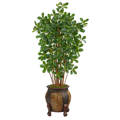 4.5’ Black Olive Artificial Tree in Decorative Planter