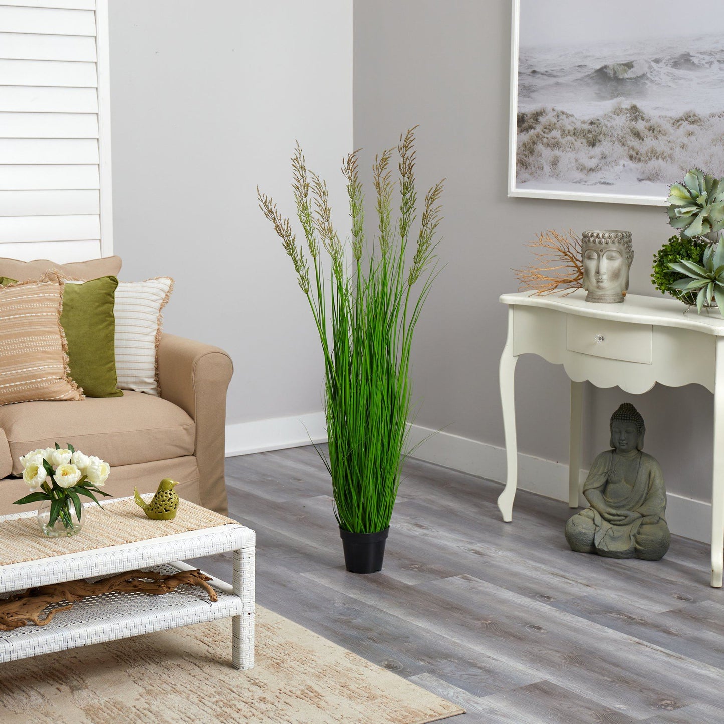 4.5’ Plum Grass Artificial Plant with Warm Plumes