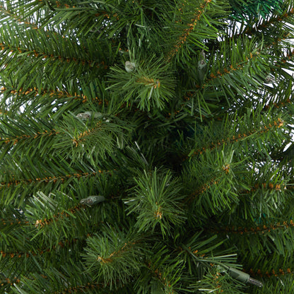 4.5’ Virginia Fir Artificial Christmas Tree with 100 Clear Lights and 223 Bendable Branches in Red Planter