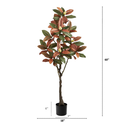 5’ Fall Magnolia Artificial Tree