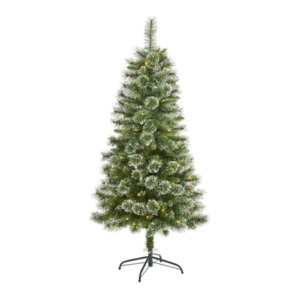 5’ Wisconsin Slim Snow Tip Pine Artificial Christmas Tree with 150 Clear LED Lights