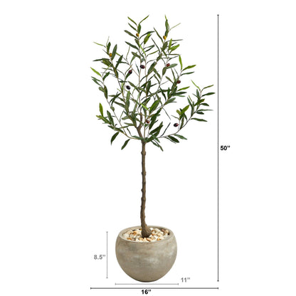 50” Olive Artificial Tree in Sand Colored Planter