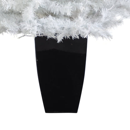 50” White Artificial Christmas Tree with 100 Clear LED Lights in Black Metal Planter