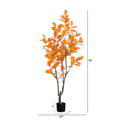 6' Artificial Autumn Oak Tree