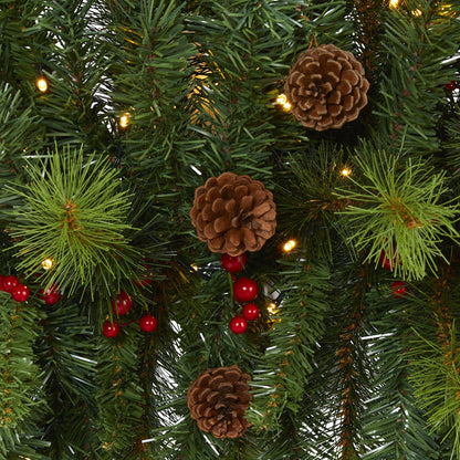 6' Artificial Christmas Swag with 50 LED Lights, Berries and Pine Cones
