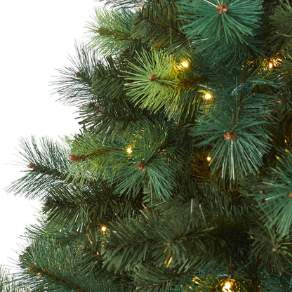 6' Assorted Green Scotch Pine Artificial Christmas Tree with 250 LED Lights
