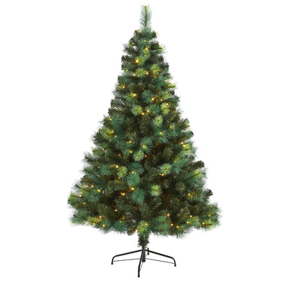 6' Assorted Green Scotch Pine Artificial Christmas Tree with 250 LED Lights