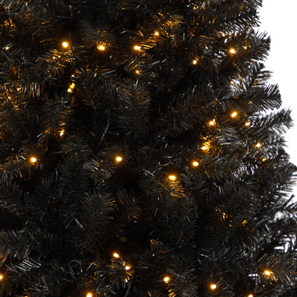 6’ Black Artificial Christmas Tree with 400 Clear LED Lights and 1036 Tips