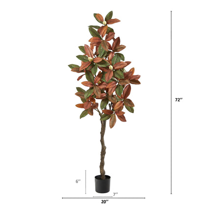 6’ Fall Magnolia Artificial Tree