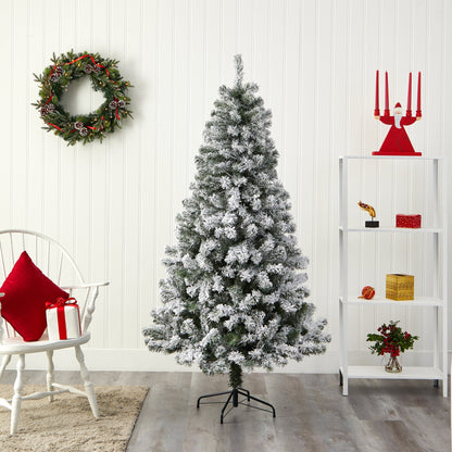 6' Flocked Rock Springs Spruce Artificial Christmas Tree