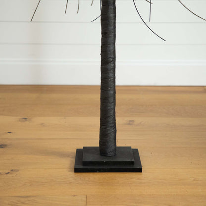 6’ Pre-Lit Halloween Black Willow Artificial Tree with 160 Orange & Purple LED Lights