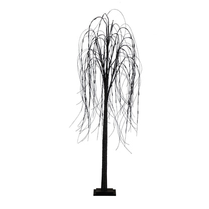 6’ Pre-Lit Halloween Black Willow Artificial Tree with 160 Orange & Purple LED Lights