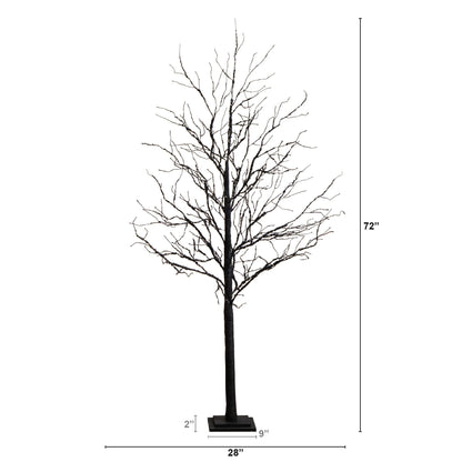 6’ Pre-Lit Halloween Deluxe Black Twig Artificial Tree with 156 Orange & Purple LED Lights