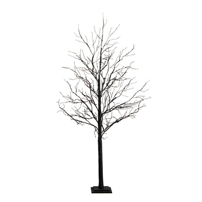 6’ Pre-Lit Halloween Deluxe Black Twig Artificial Tree with 156 Orange & Purple LED Lights