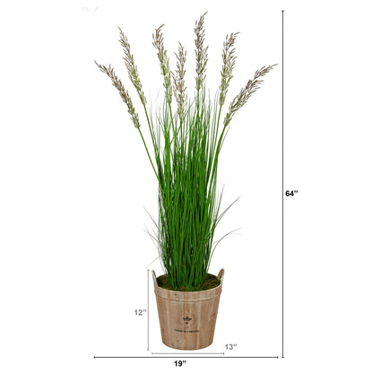 64” Wheat Grass Artificial Plant in Farmhouse Planter