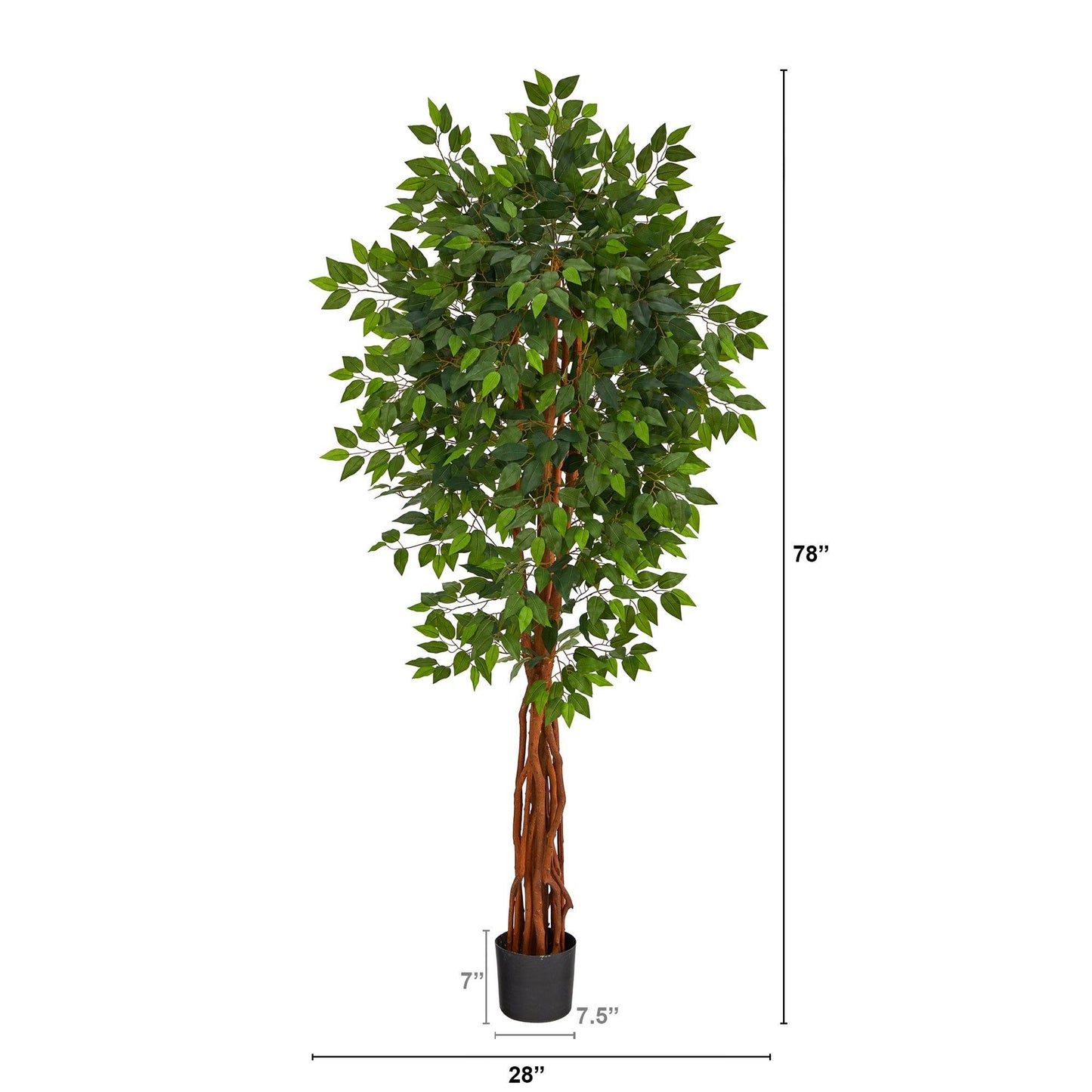 6.5’ Super Deluxe Ficus Artificial Tree with Natural Trunk