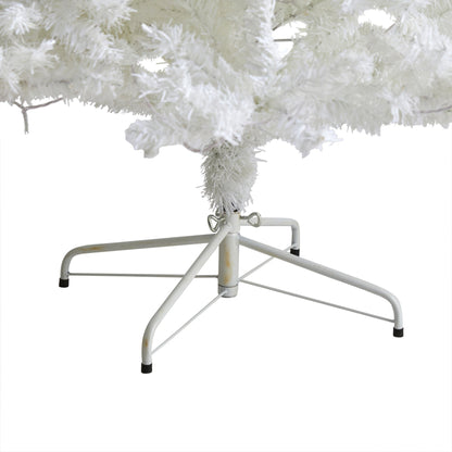 8' White Artificial Christmas Tree with 1500 Bendable Branches and 450 LED Lights