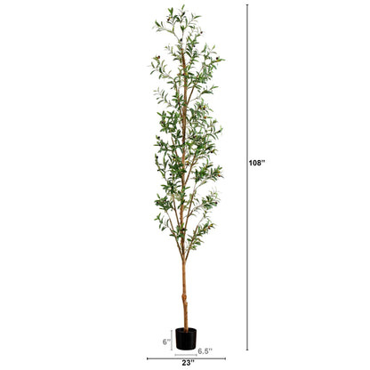 9' Artificial Olive Tree with Natural Trunk