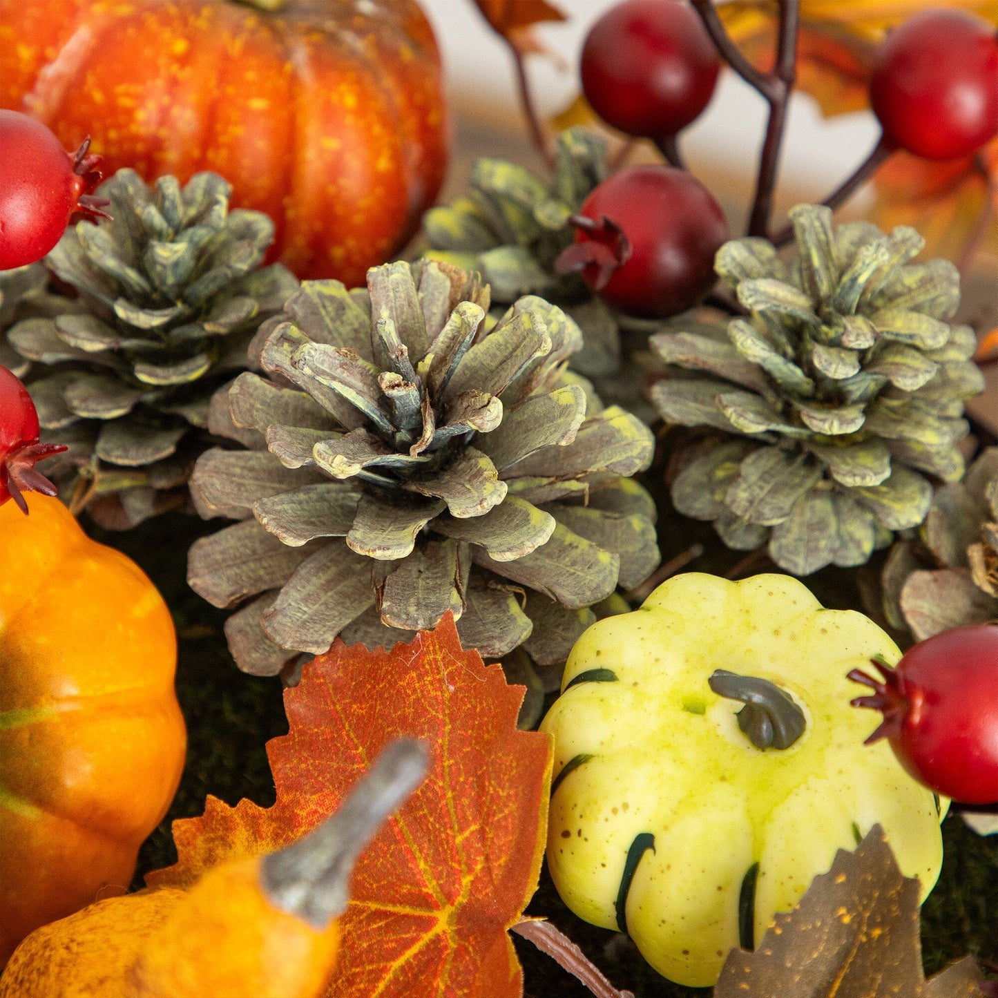 9" Pumpkin, Gourd, Berry and Maple Leaf Artificial Arrangement"
