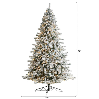 9' Flocked Rock Springs Spruce Christmas Tree with 650 LED Lights and 1550 Bendable Branches