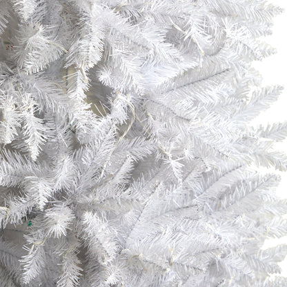 9’ Slim White Artificial Christmas Tree with 600 Warm White LED Lights and 1860 Bendable Branches
