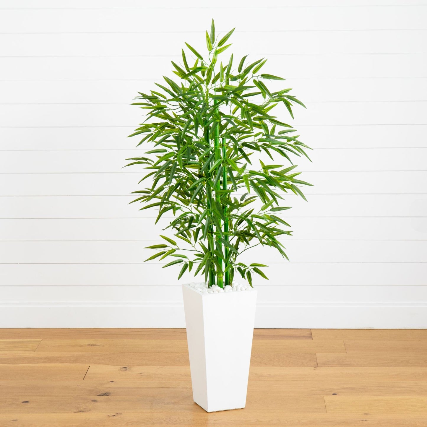 Bamboo Tree with White Planter UV Resistant (Indoor/Outdoor)
