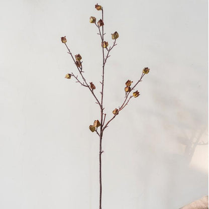 Faux Silk Artificial Hibiscus Flower Stem Dry 35.4" Tall