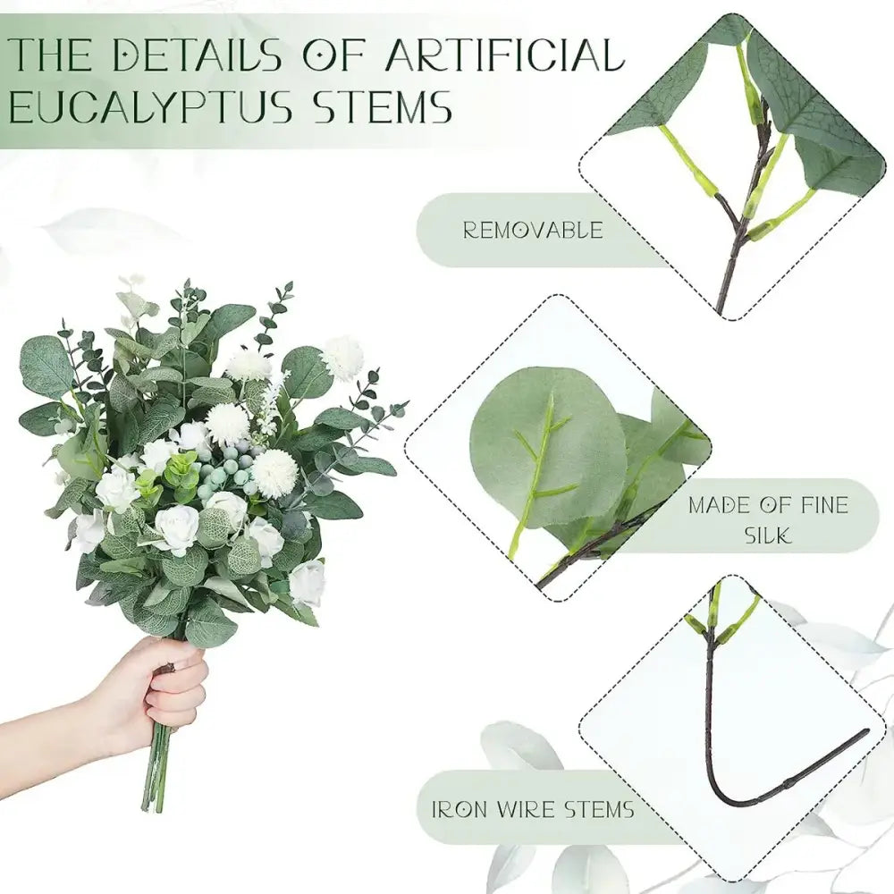 Artificial flower plants eucalyptus stems 90pcs wedding decor
