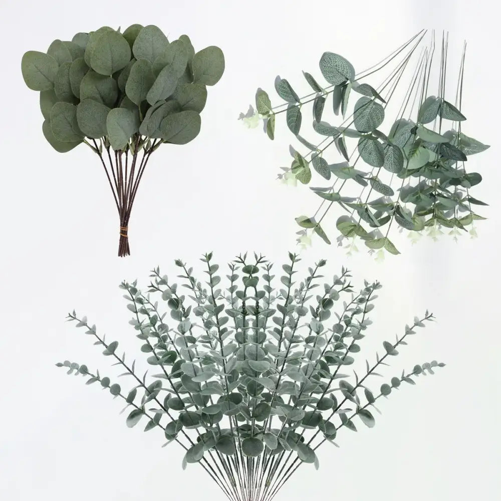 Artificial flower plants eucalyptus stems 90pcs wedding decor
