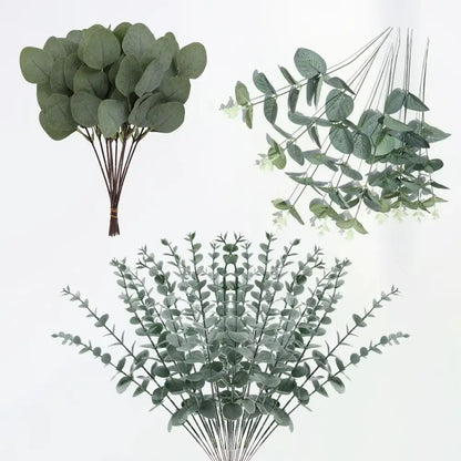 Artificial flower plants eucalyptus stems 90pcs wedding decor