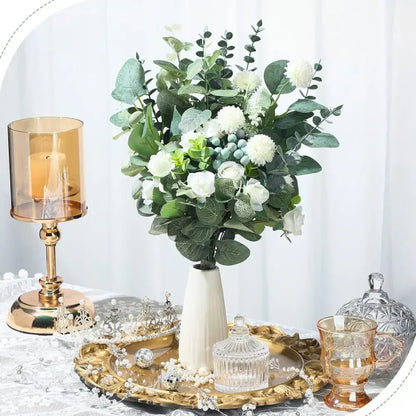 Artificial flower plants eucalyptus stems 90pcs wedding decor
