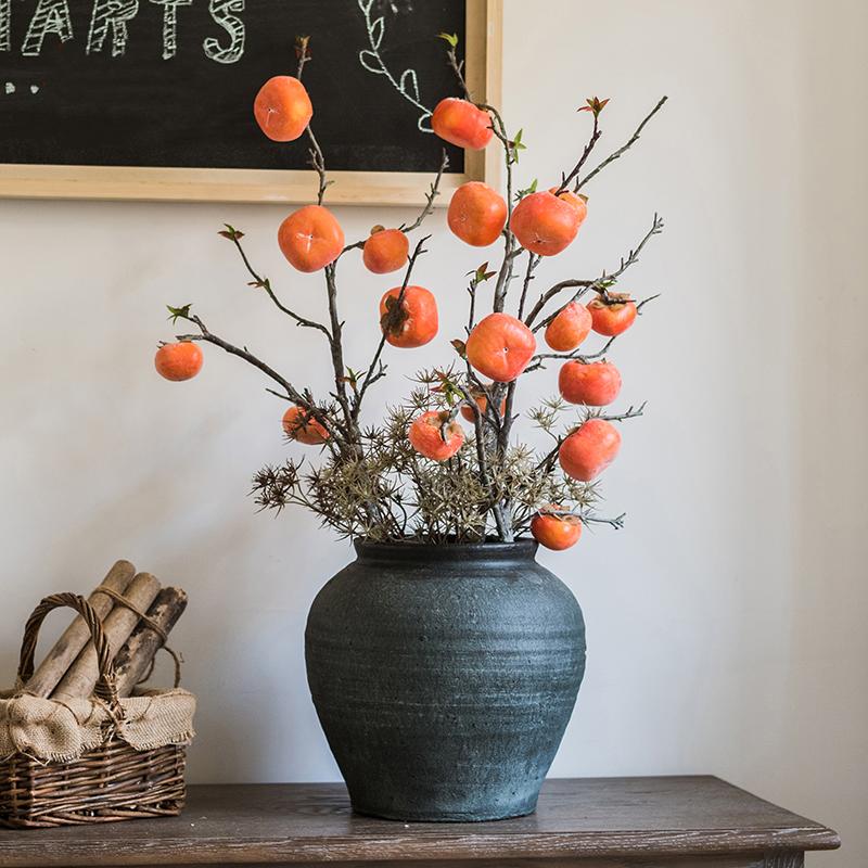 Artificial Fruit Persimmon Fruit Stem 43" Tall, view 2