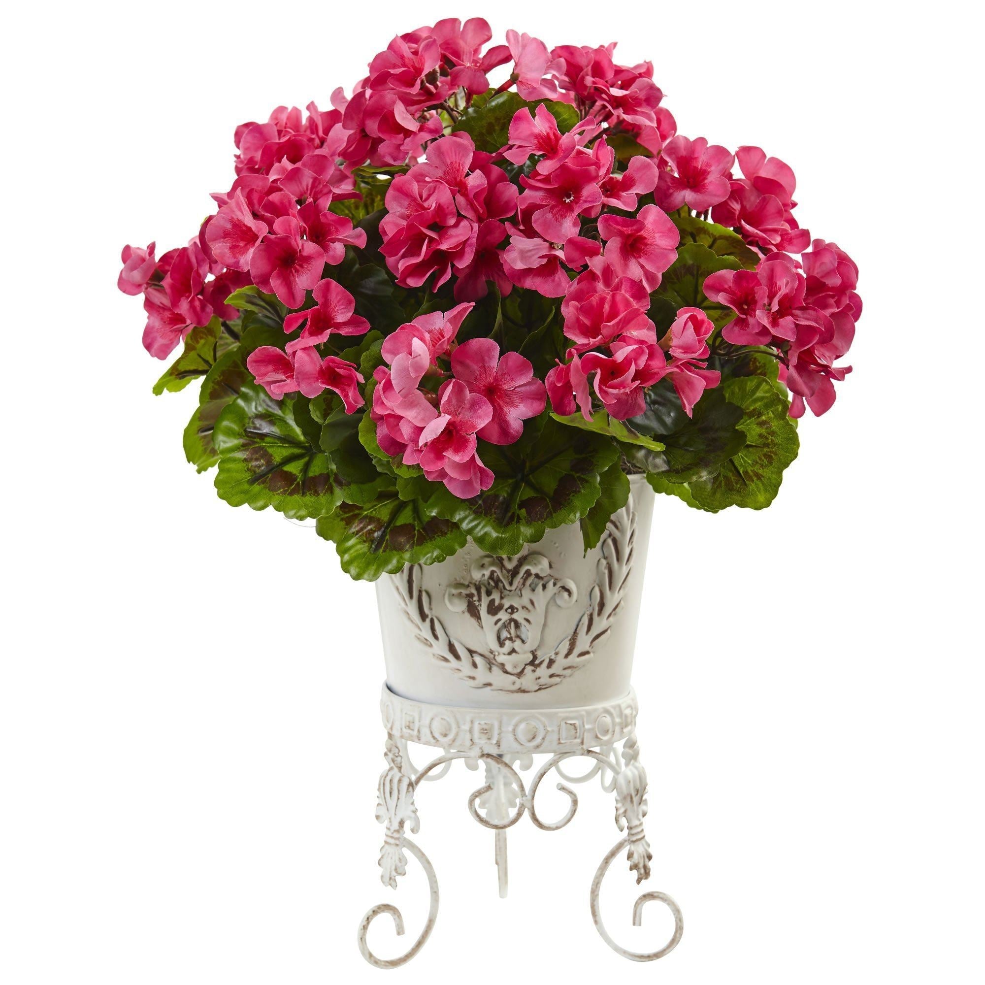 Geranium with Metal Planter UV Resistant (Indoor/Outdoor) at great ...