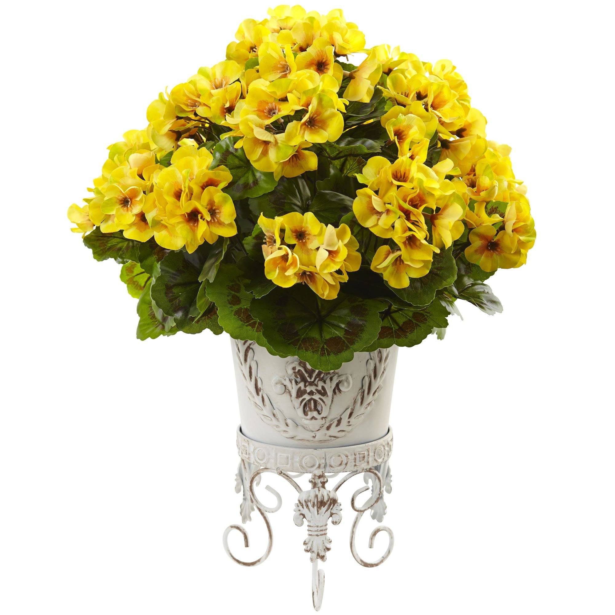 Geranium with Metal Planter UV Resistant (Indoor/Outdoor) at great ...