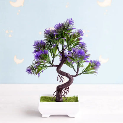 Artificial green and pink bonsai tree garden decor potted plant