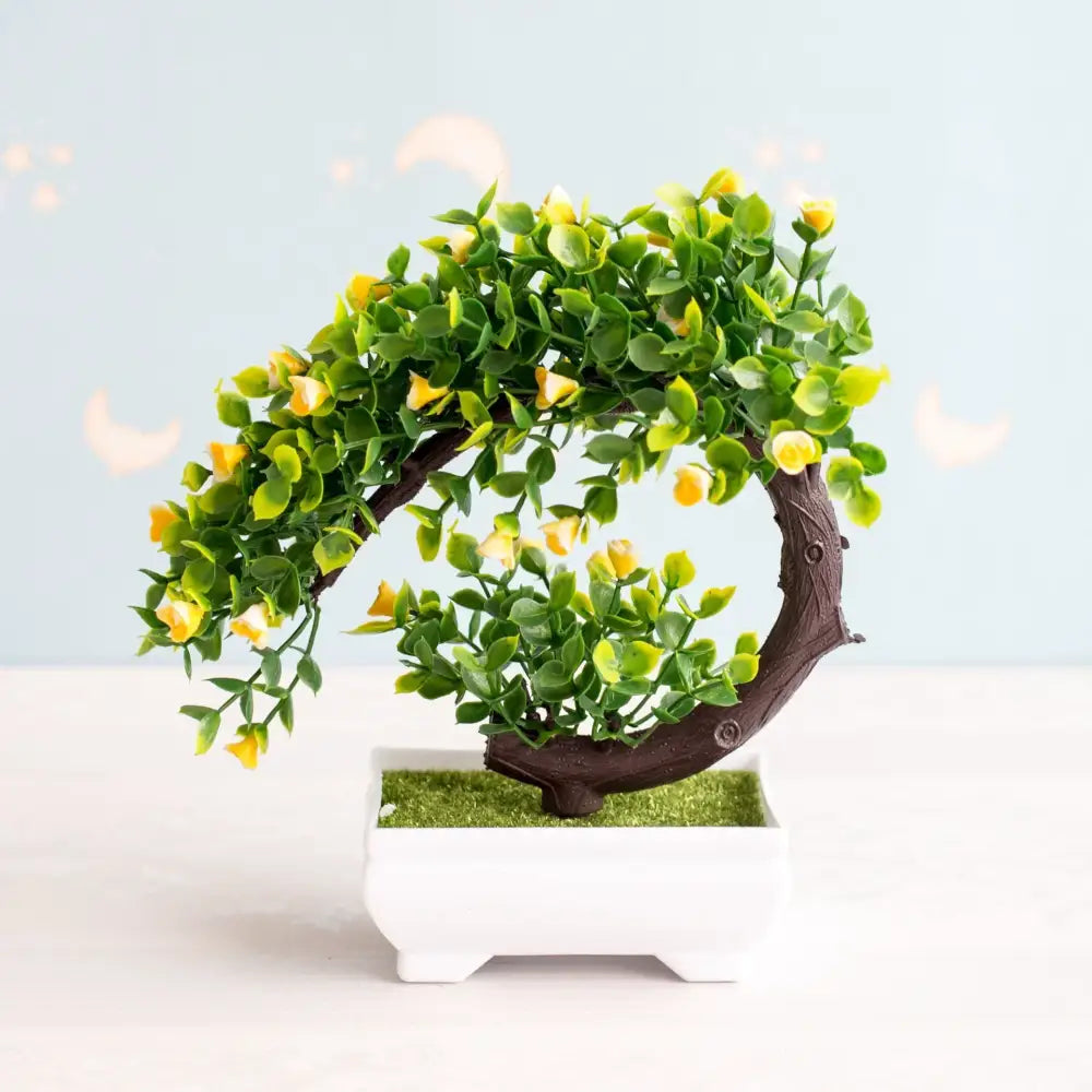 Artificial green and pink bonsai tree garden decor potted plant