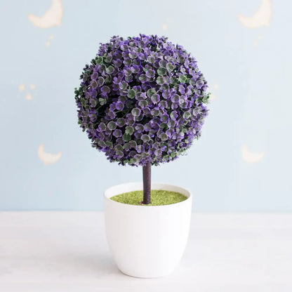 Artificial green and pink bonsai tree garden decor potted plant