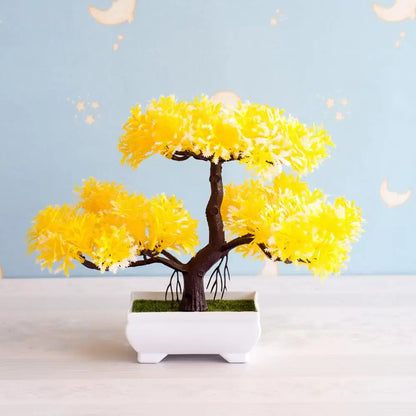 Artificial green and pink bonsai tree garden decor potted plant
