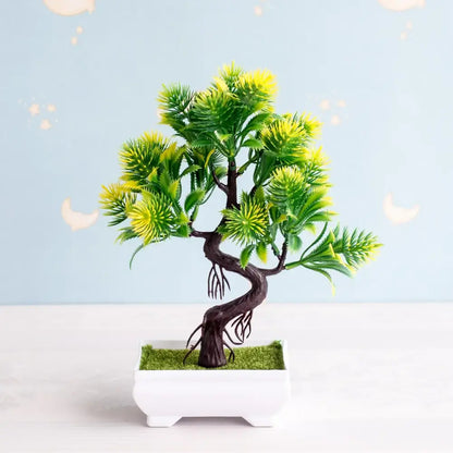 Artificial green and pink bonsai tree garden decor potted plant