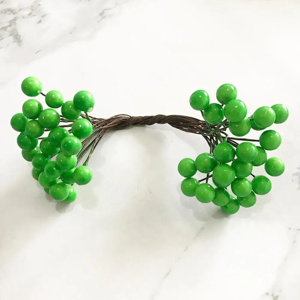 Artificial green plant flower cherry berries bundle living room decor
